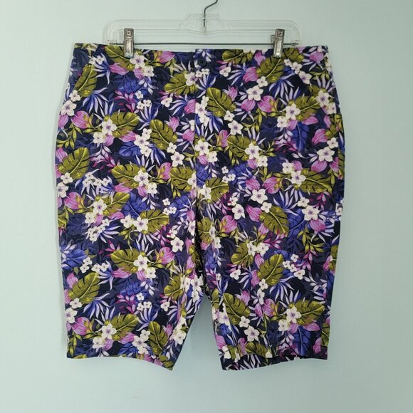 Stella Parker Shorts Multicolor Floral Boyfriend Tropical Beach Womens 12 EUC - Picture 2 of 11